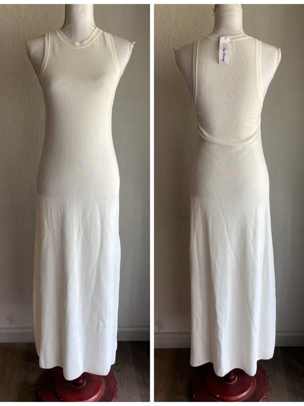 Sleeveless Ivory Maxi Dress - Minimal Racerback Style